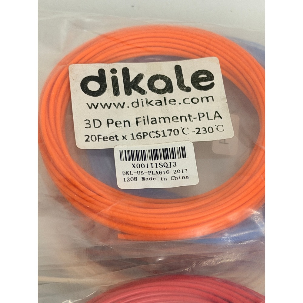 Dikale 3D Pen Filament 20ft 16PCS PLA Multicolor Refills DKL-US-PLA616 Craft